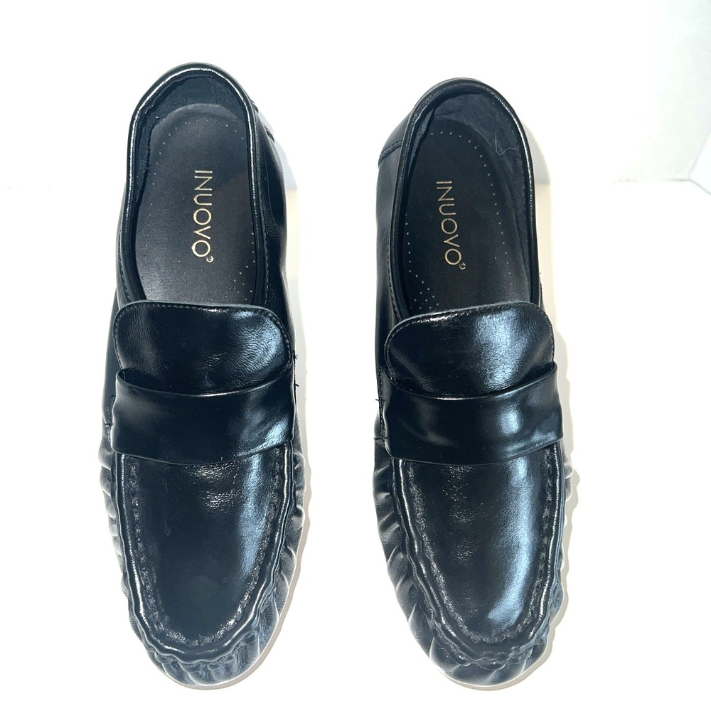 INUOVO Aimee Black Leather (?)  Women's Loafers‎ EU 38 | US 7.5-8  Slip-on $155